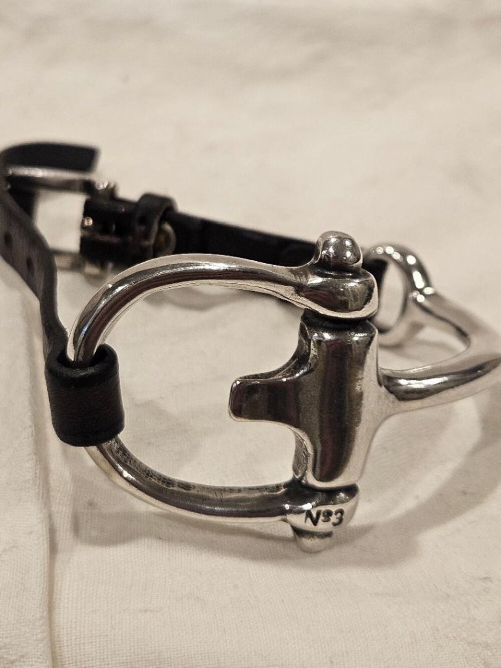 NUMERO 3 BY CICLON Heavy Silver Horse Bit Double Wrap Bracelet 46.6g